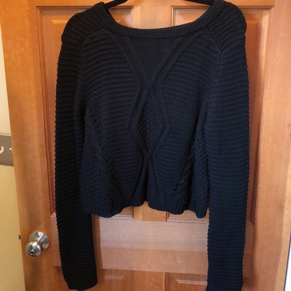 black scoop neck sweater
